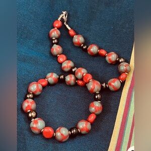 Stylish Red and Black Beaded Jewelry Set
